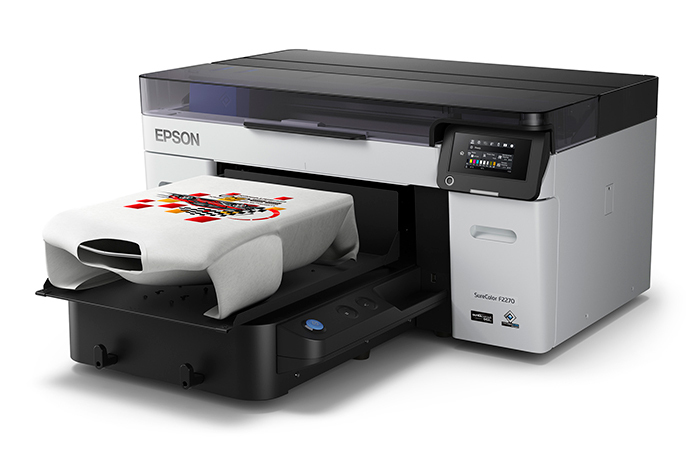 Epson SureColor F2200 garment printer in the MinteePrint studio